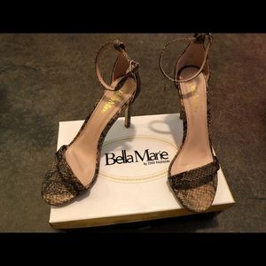 Bella Marie Flora Natural Snakeskin sandal heel 7